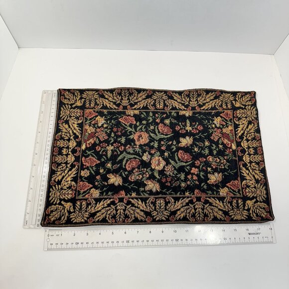 Floral Tapestry Placemats Black Park B Smith Lot of 6 Cotton Blend India - Picture 2 of 7